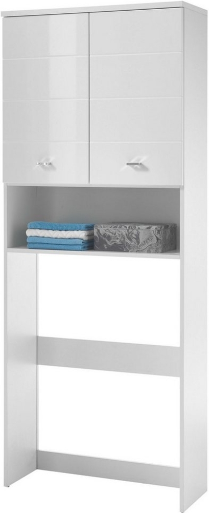 Badschrank Waschmaschinen Schrank Überbau ca. 76 x 190 x 31 cm POOL Weiß Bild 1