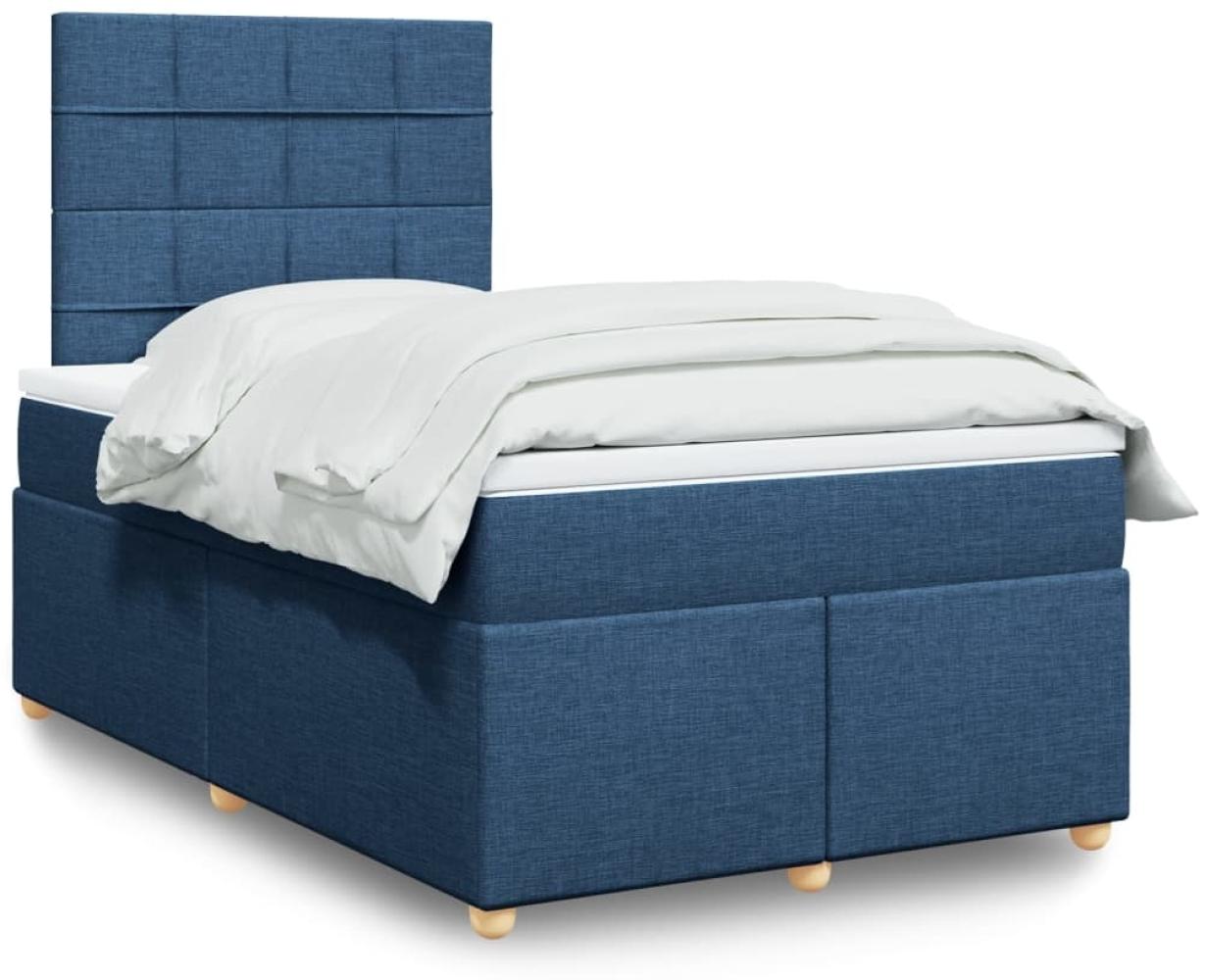 vidaXL Boxspringbett mit Matratze Blau 120x200 cm Stoff 3293553 Bild 1