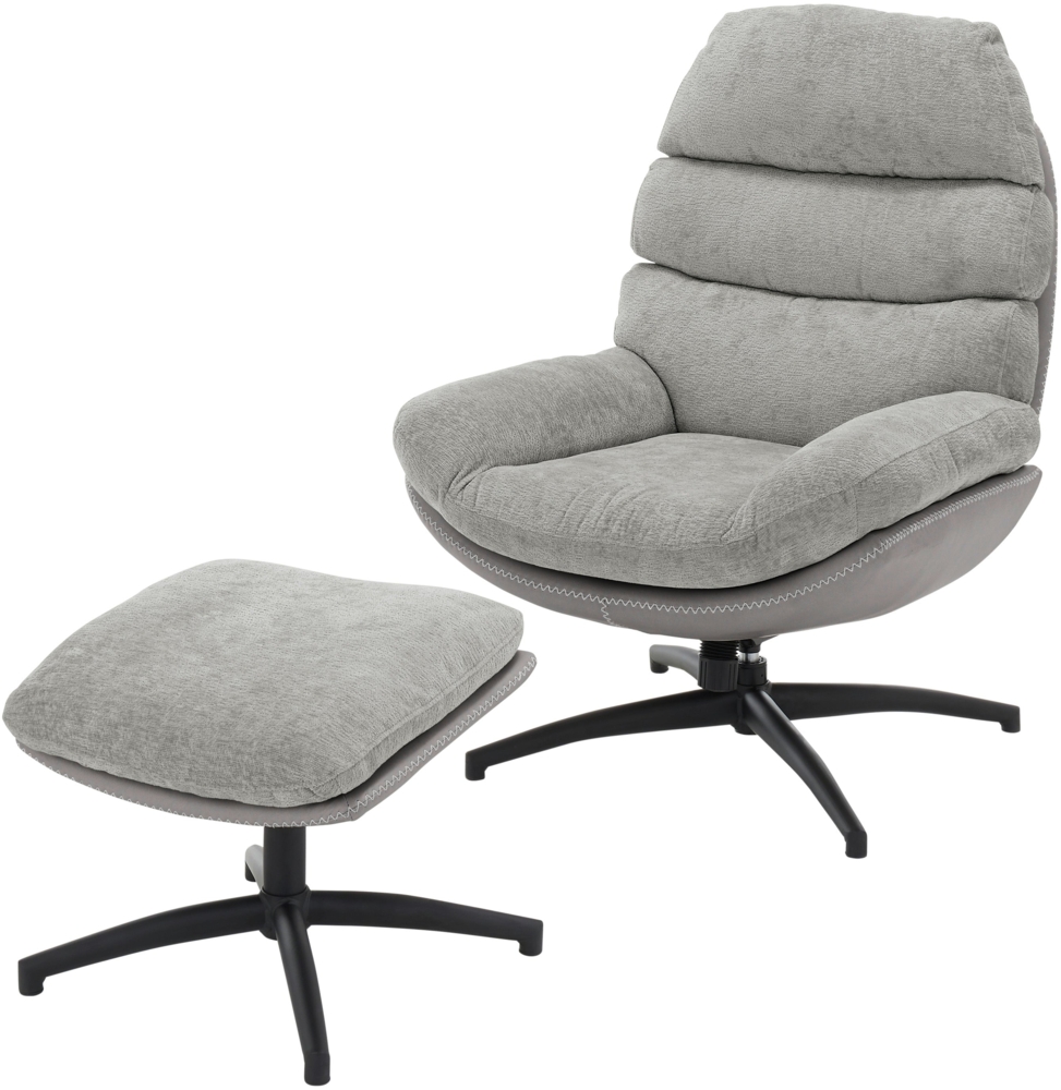 ESSEN Loungesessel inkl. Hocker - Hellgrau Bild 1
