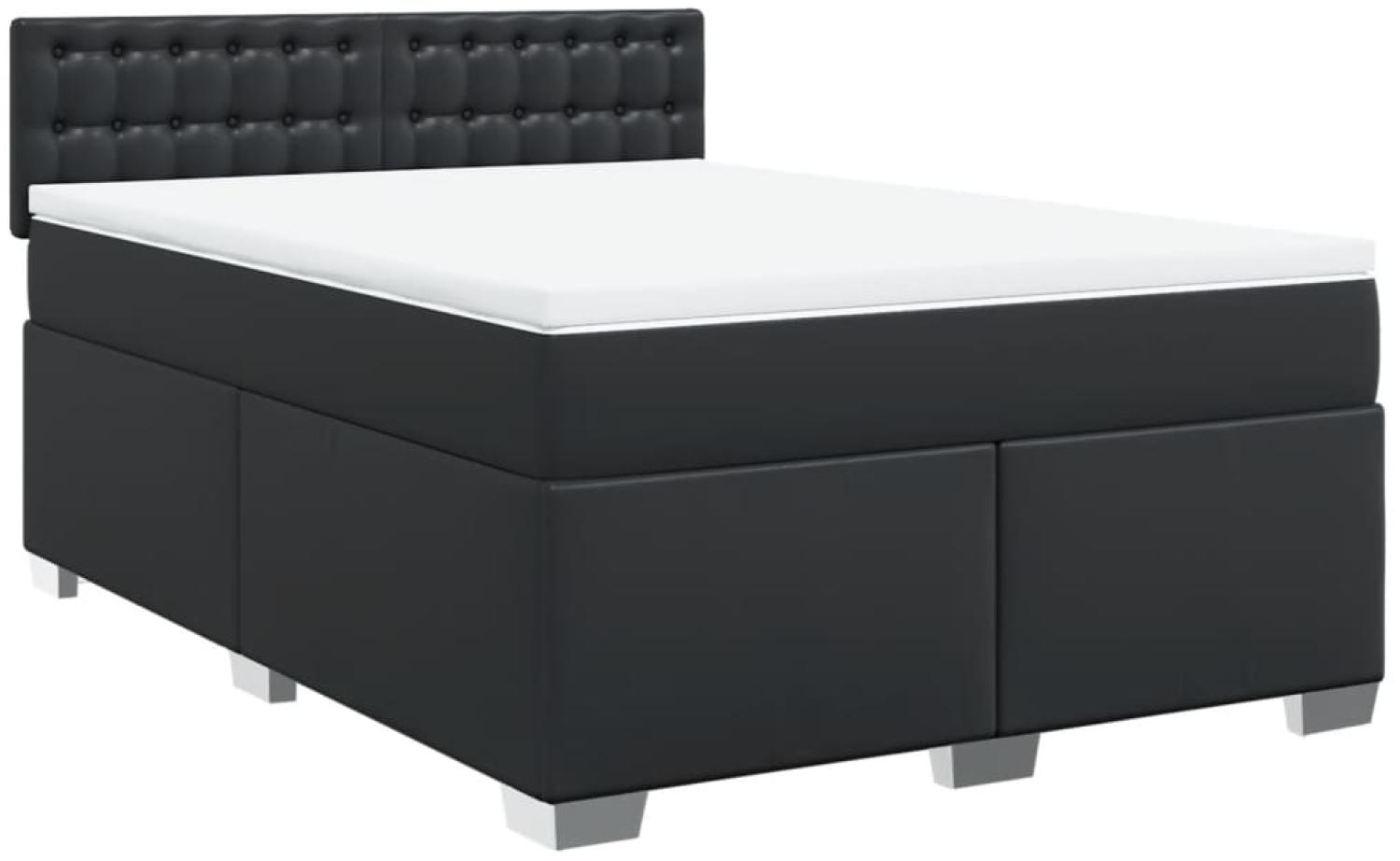 vidaXL Boxspringbett mit Matratze Schwarz 160x200 cm Kunstleder 3286128 Bild 1