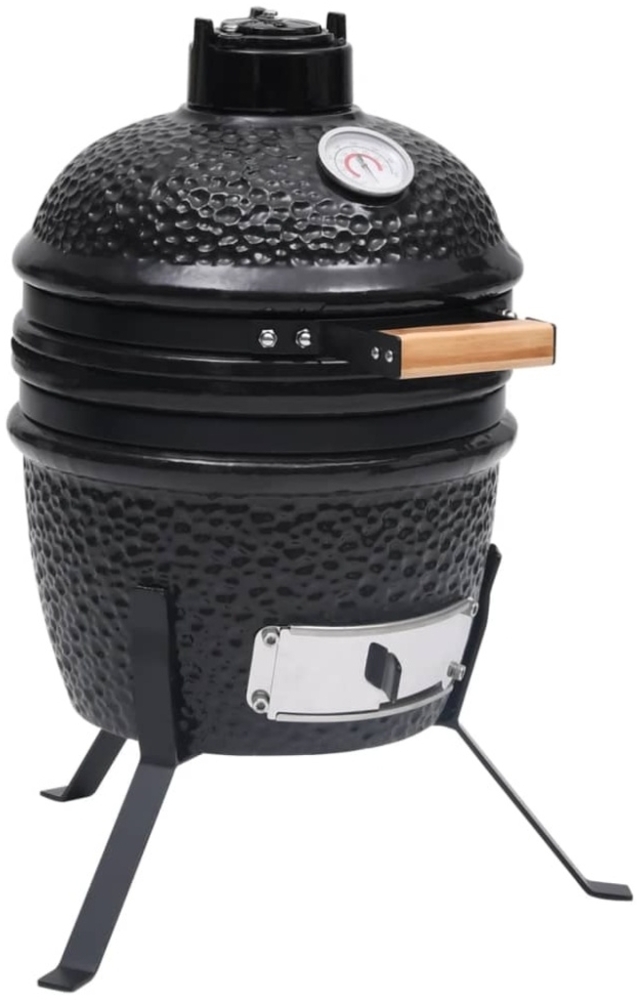 vidaXL 2-in-1 Kamado-Grill, Keramik Schwarz, 56 cm Bild 1