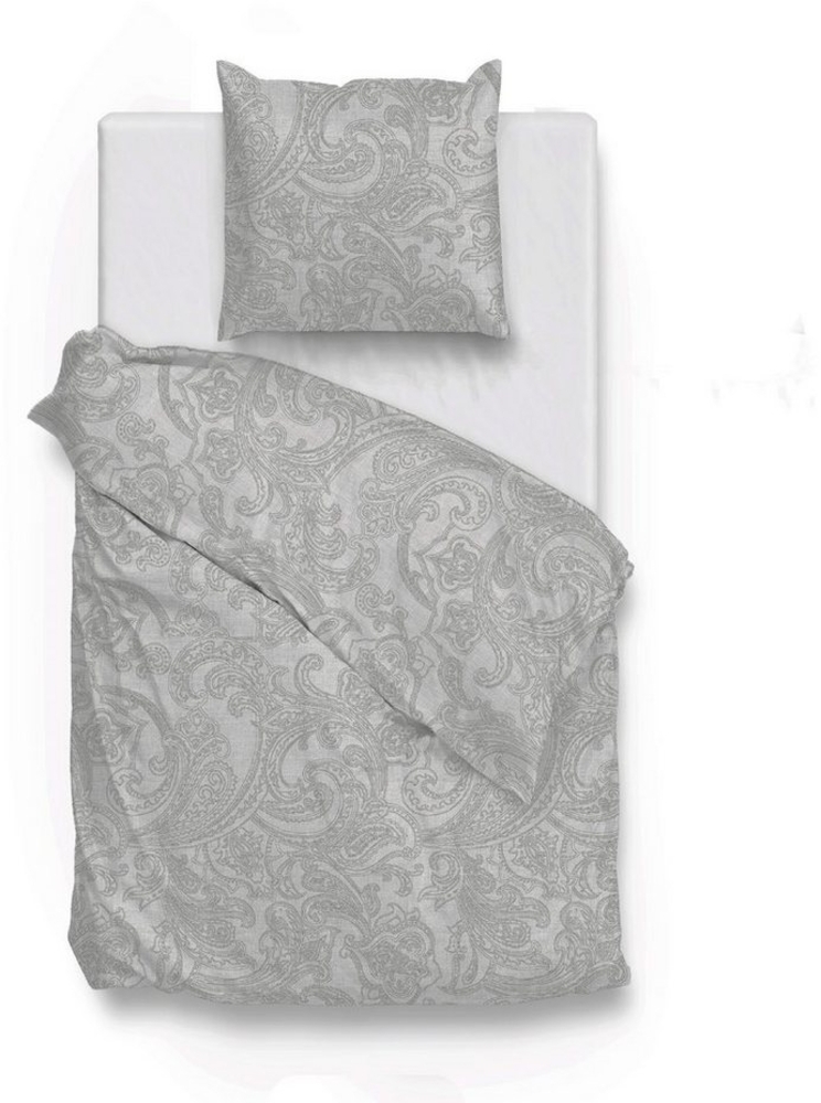 Zo! Home Cotton Bettwäsche 135x200 Paisley di Lino Dove grey silber grau meliert Bild 1