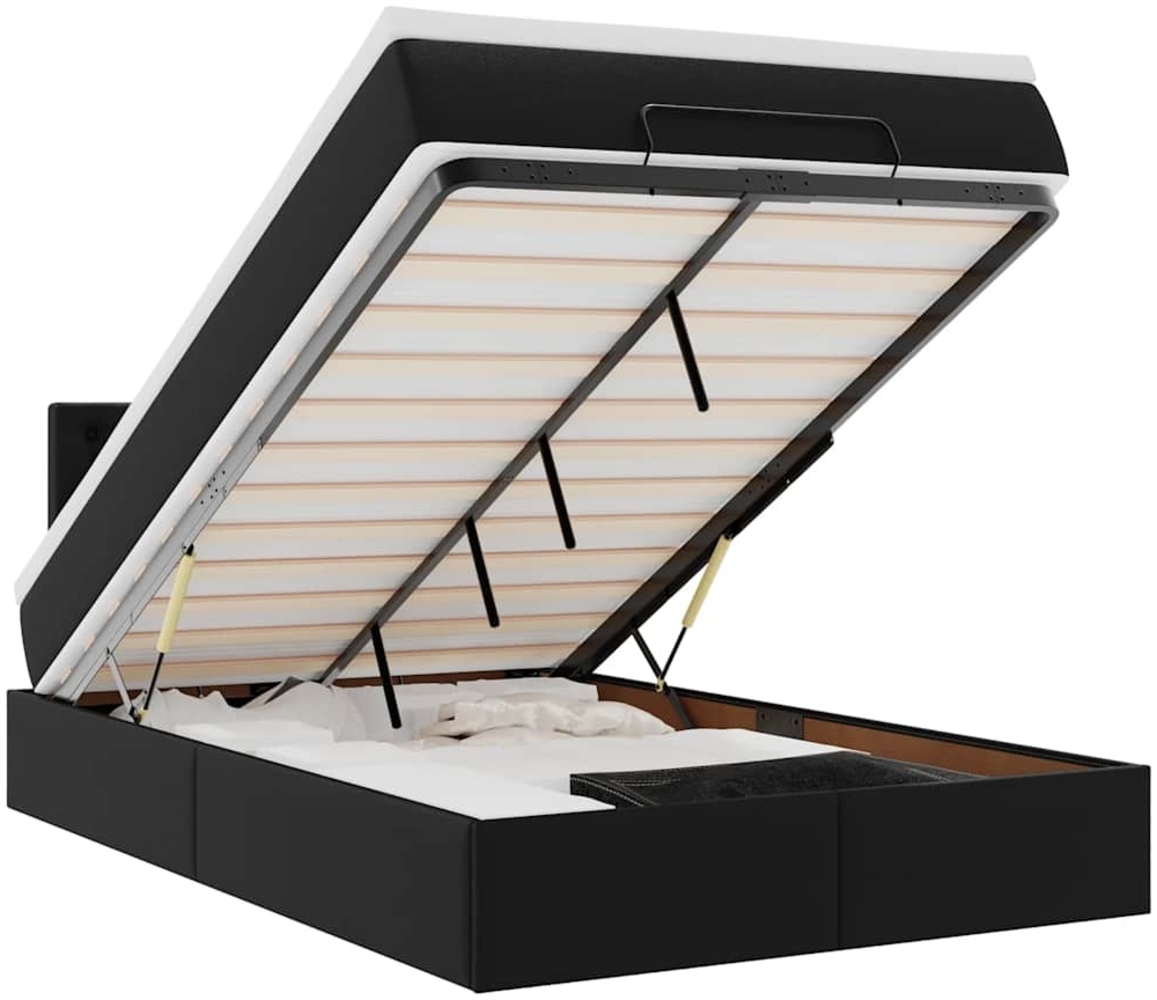 vidaXL Ottoman-Bett mit Matratzen & LEDs Schwarz 120x200 cm Kunstleder 3312147 Bild 1