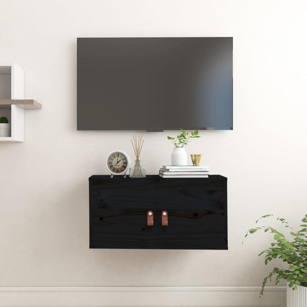 vidaXL Wandschrank Schwarz 60x30x30 cm Massivholz Kiefer 818373 Bild 1