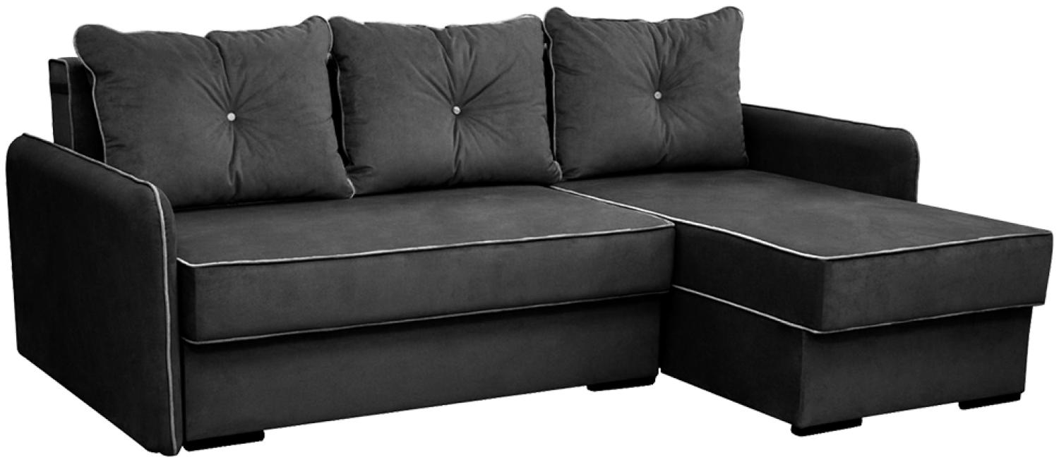 VitaliSpa Ecksofa KANSAS Schlaffunktion Dunkelgrau- Couch Schlafsofa Bett Eckcouch Taschenfederkern Sofa Bild 1