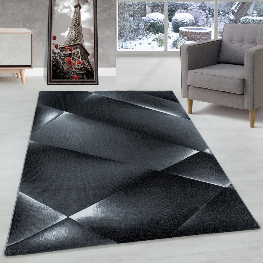 Carpettex Designteppich Abstrakt Design, Läufer, Höhe: 9 mm, Kurzflor Teppich Abstrakt Design Teppich Schwarz Teppich Wohnzimmer Bild 1