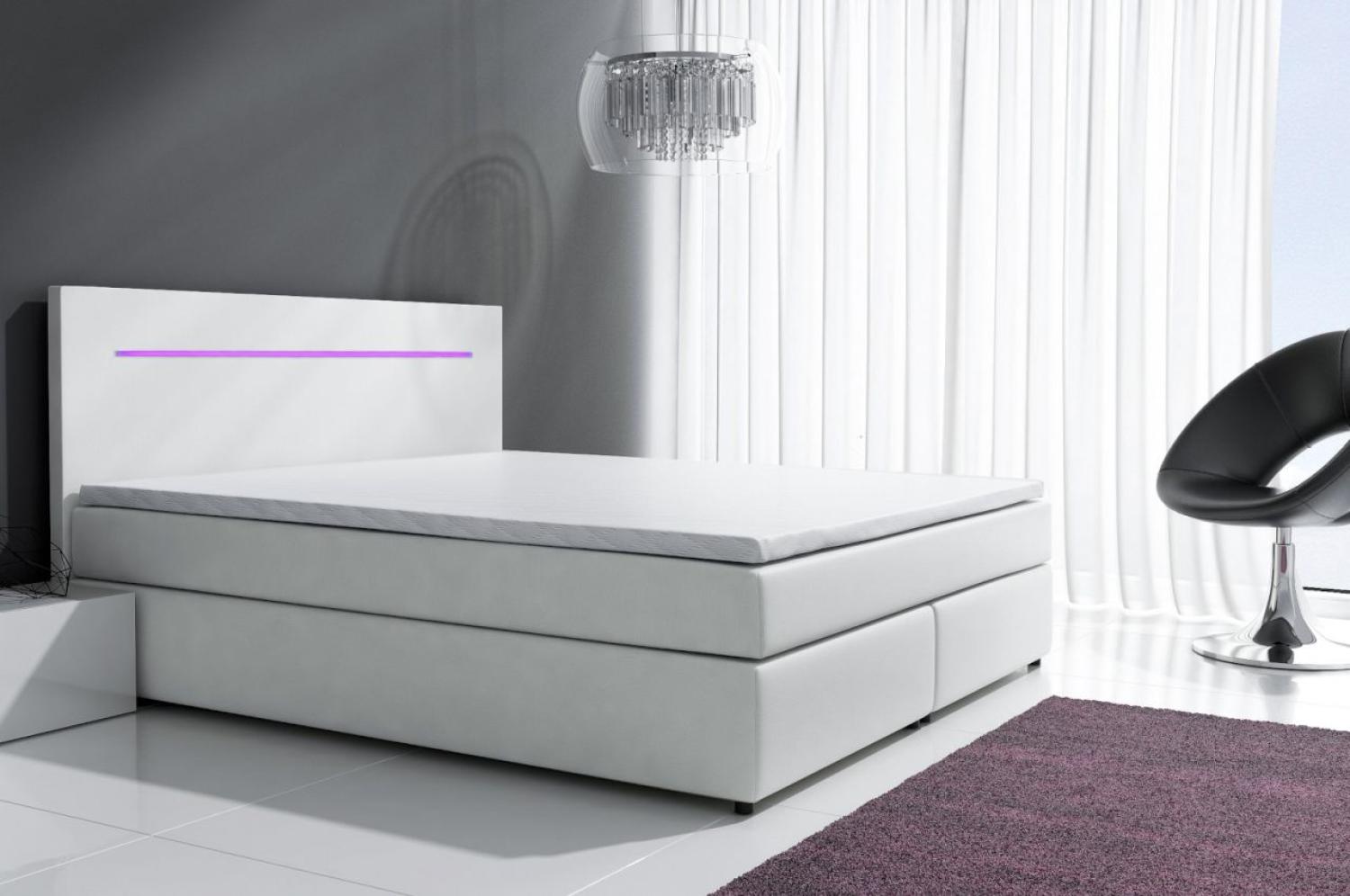 Boxspringbett BOLOGNA Weiss inkl. LED 160x200 cm Bild 1