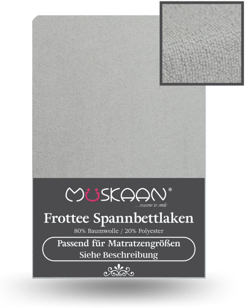 Müskaan - Frottee Spannbettlaken 180x200 cm - 200x220 cm + 40 cm Boxspringbett Laken silber Bild 1