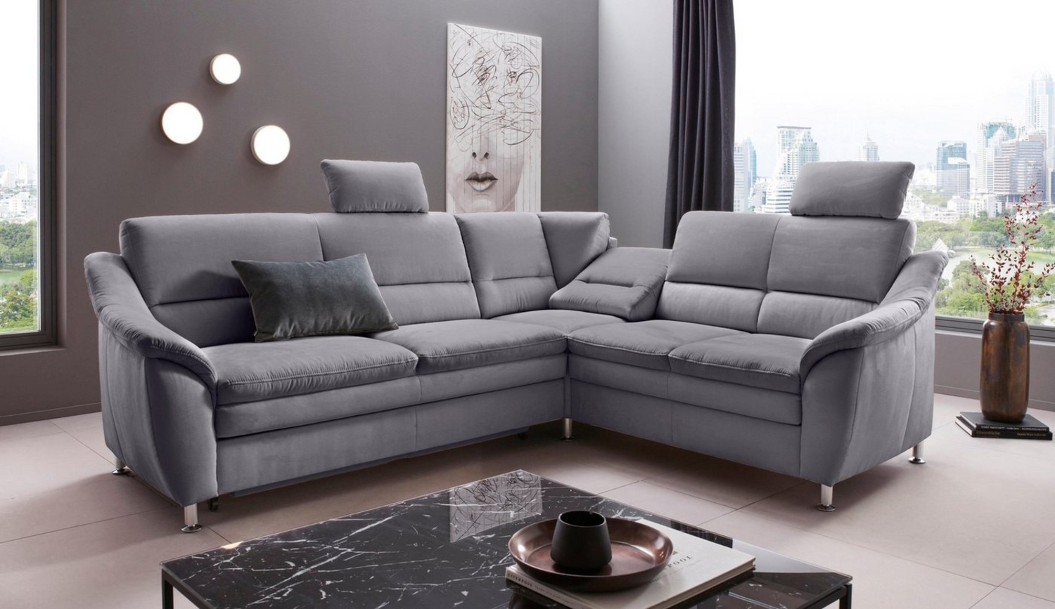 Places of Style Ecksofa Cardoso L-Form, Federkern, wahlweise mit Bett, Schubkasten, teilweise Relaxfunktion Bild 1