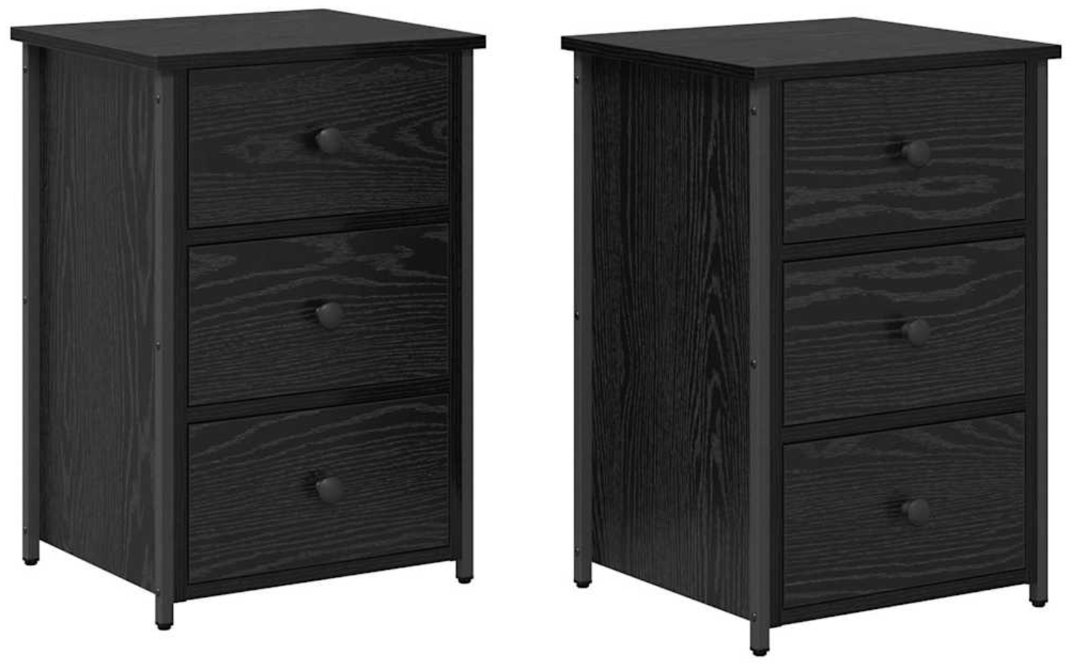 vidaXL Nachttisch 2 pcs Schwarz Eichen-Optik 40 x 36 x 60 cm 871262 Bild 1