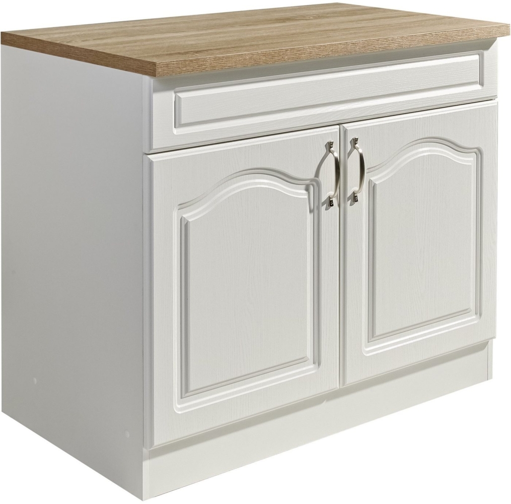 wiho Küchen Spülenschrank Linz 100 cm breit, in Landhaus-Optik Bild 1