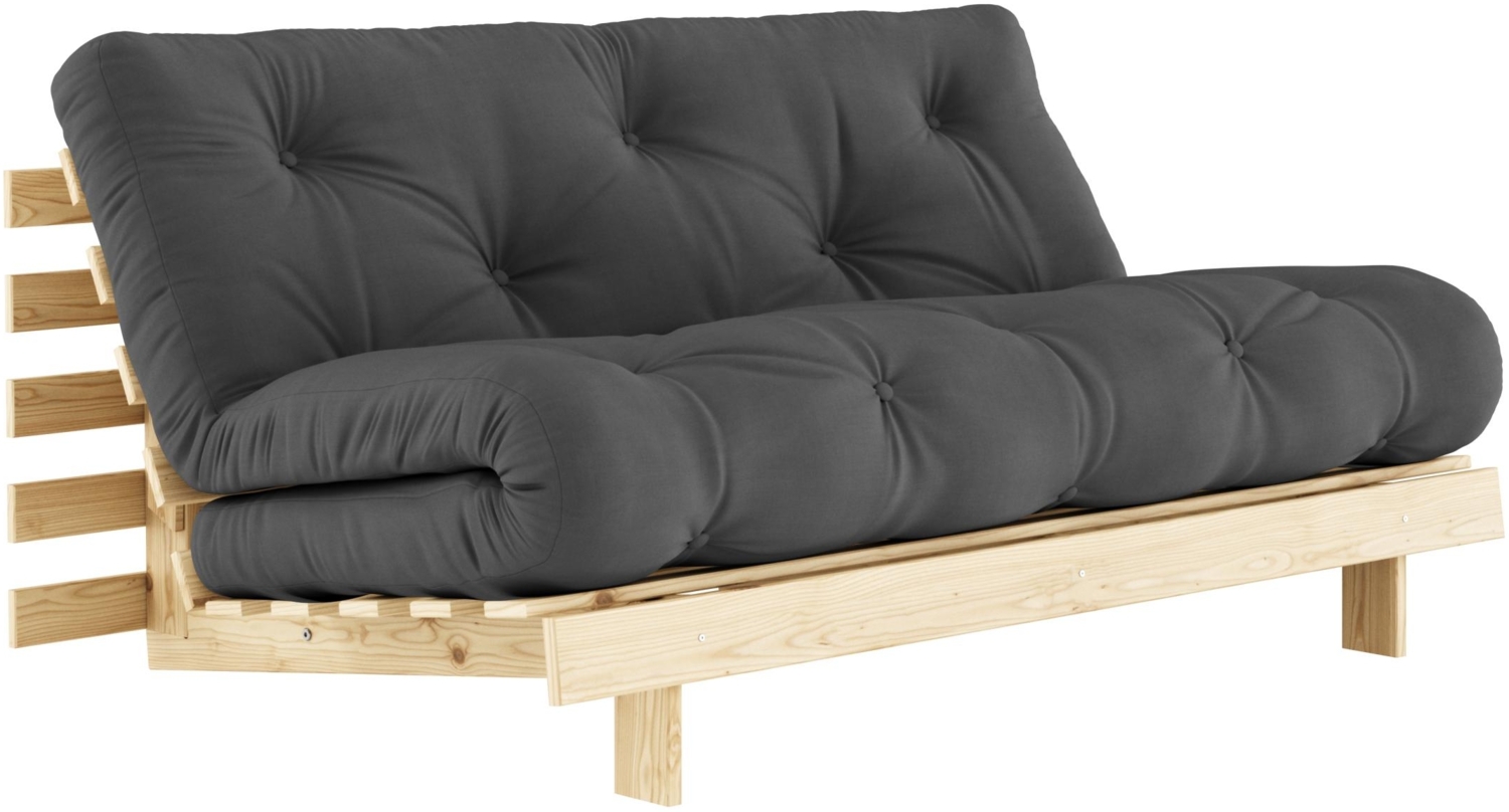 Schlafsofa ROOTS 160 cm Polster DARK GREY Klappsofa Gestell Kiefer Bild 1