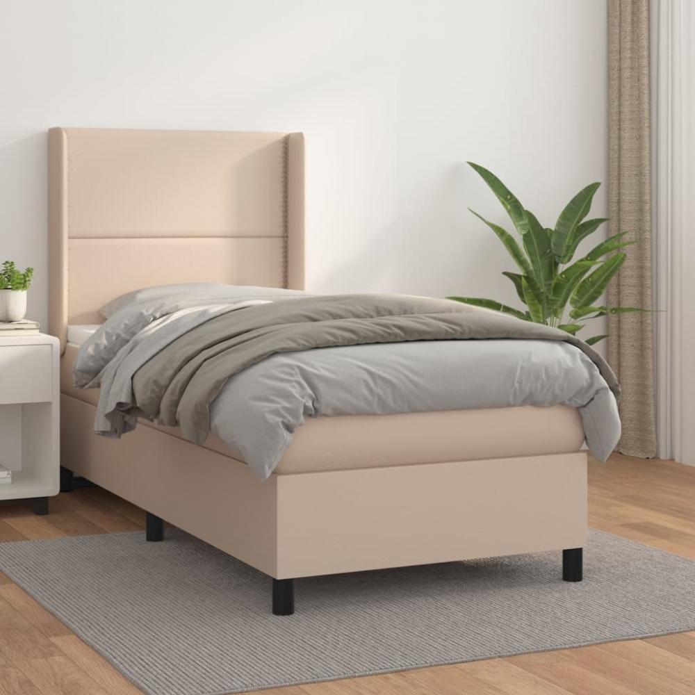 vidaXL Boxspringbett mit Matratze Cappuccino-Braun 90x190cm Kunstleder 3132416 Bild 1