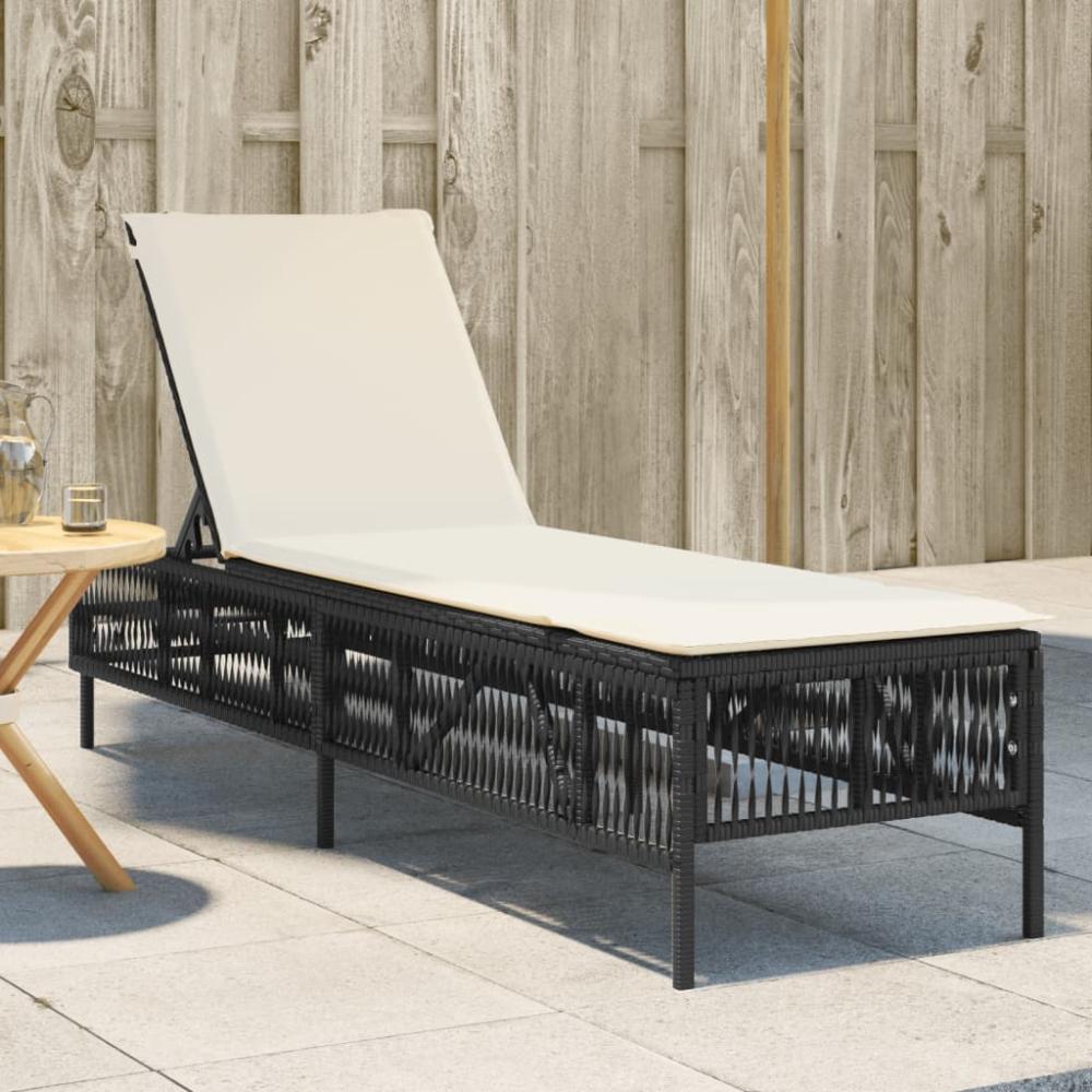 vidaXL Sonnenliege mit Auflage Schwarz Poly-Rattan 4002737 Bild 1