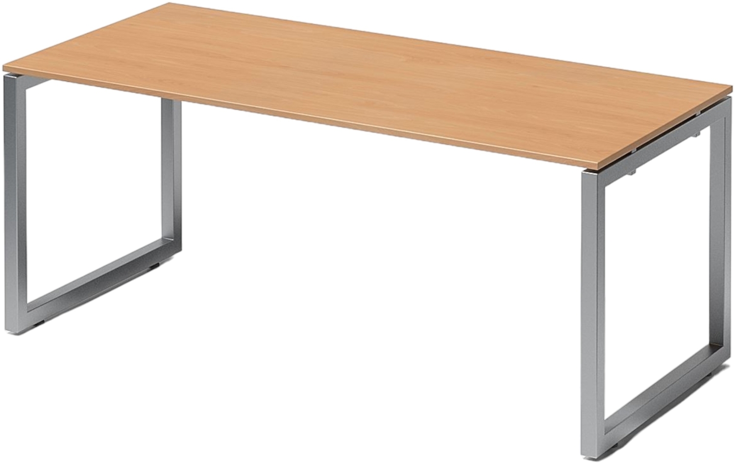 Bisley Cito Schreibtisch 180x80 cm, Tischplatte in Buche, O-Gestell in Silber - Bürotisch & Computertisch, PC Tisch für's Büro, Arbeitshöhe: 74 cm, DOF1808-BC-355 Bild 1