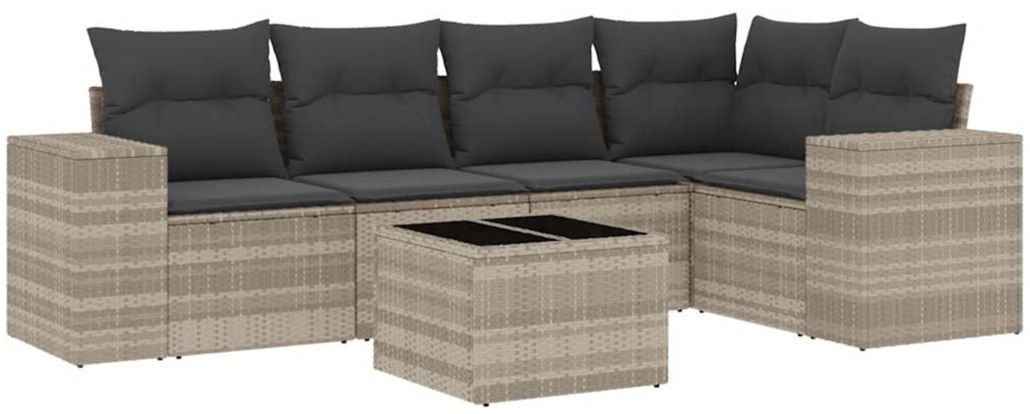 vidaXL 6-tlg. Garten-Sofagarnitur mit Kissen Hellgrau Poly Rattan 3222541 Bild 1