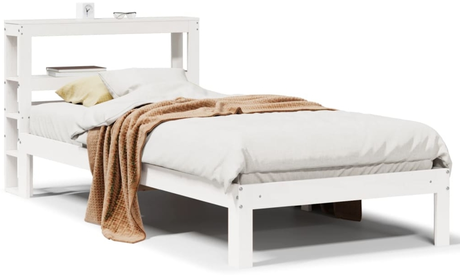 vidaXL Bettgestell mit Kopfteil ohne Matratze Weiß 90x200 cm 3306042 Bild 1