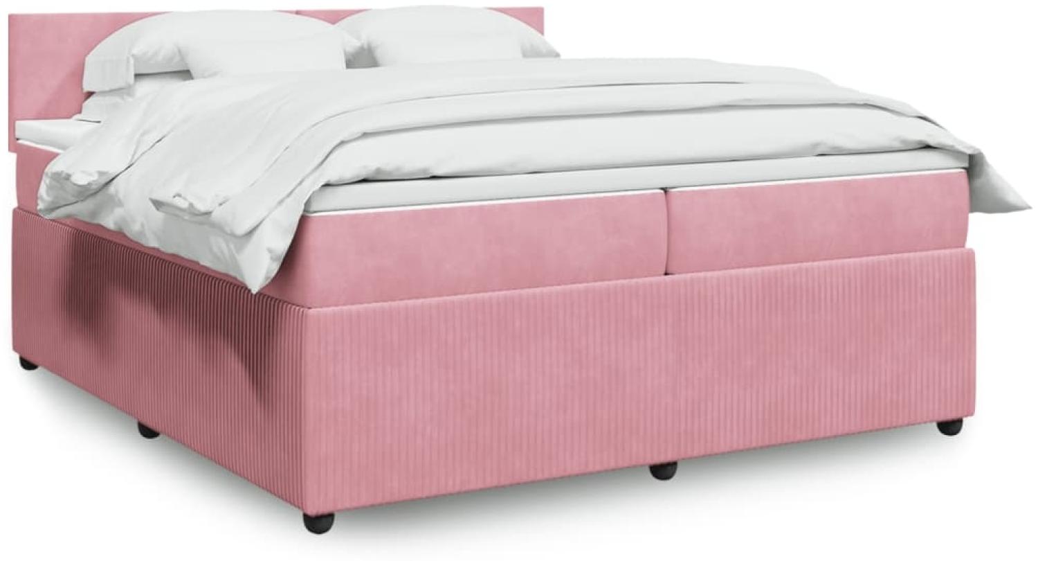 vidaXL Boxspringbett mit Matratze Rosa 200x200 cm Samt 3287829 Bild 1