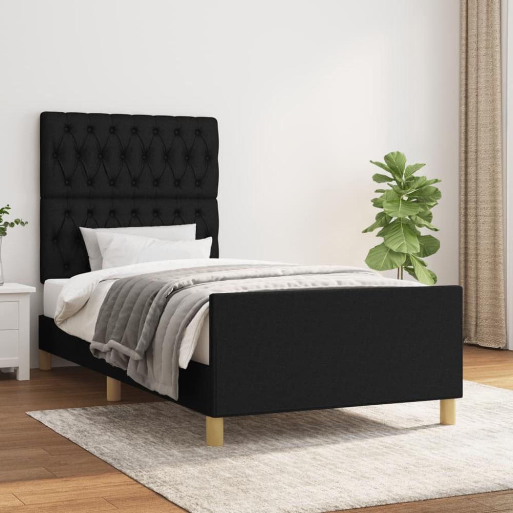 Einzelbett mit Kopfteil Stoff Schwarz 90 x 200 cm [3125270] Bild 1