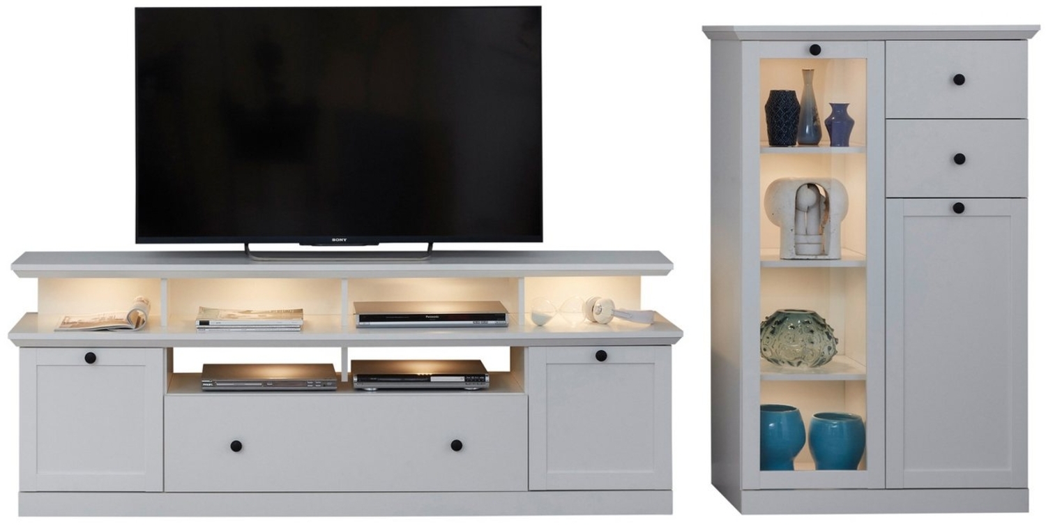 trendteam Wohnwand Baxter, (Set mit Highboard und Lowboard), Weiß matt Landhaus Bild 1