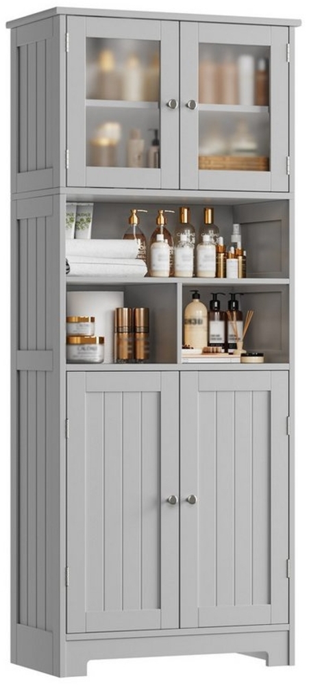 HOMECHO Hochschrank Badezimmerschrank Badschrank mit 3 Fächern und 4 Türen Bild 1