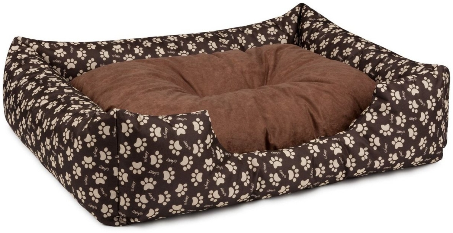 BedDog Hundebett MIMI, Hundesofa aus Cordura, Microfaser-Velours, waschbares Hundebett vier-eckig mit Rand, Hundekissen (S) ca. 55x40x17cm, NAMIB-SAND-DOG (braun/muster) Bild 1