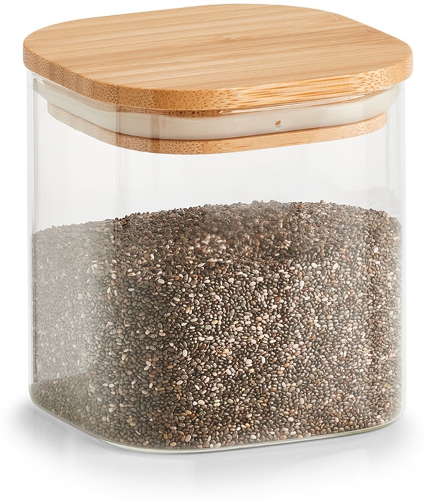 Vorratsglas mit Bambusdeckel - 10 x 10 x 11 cm Bild 1