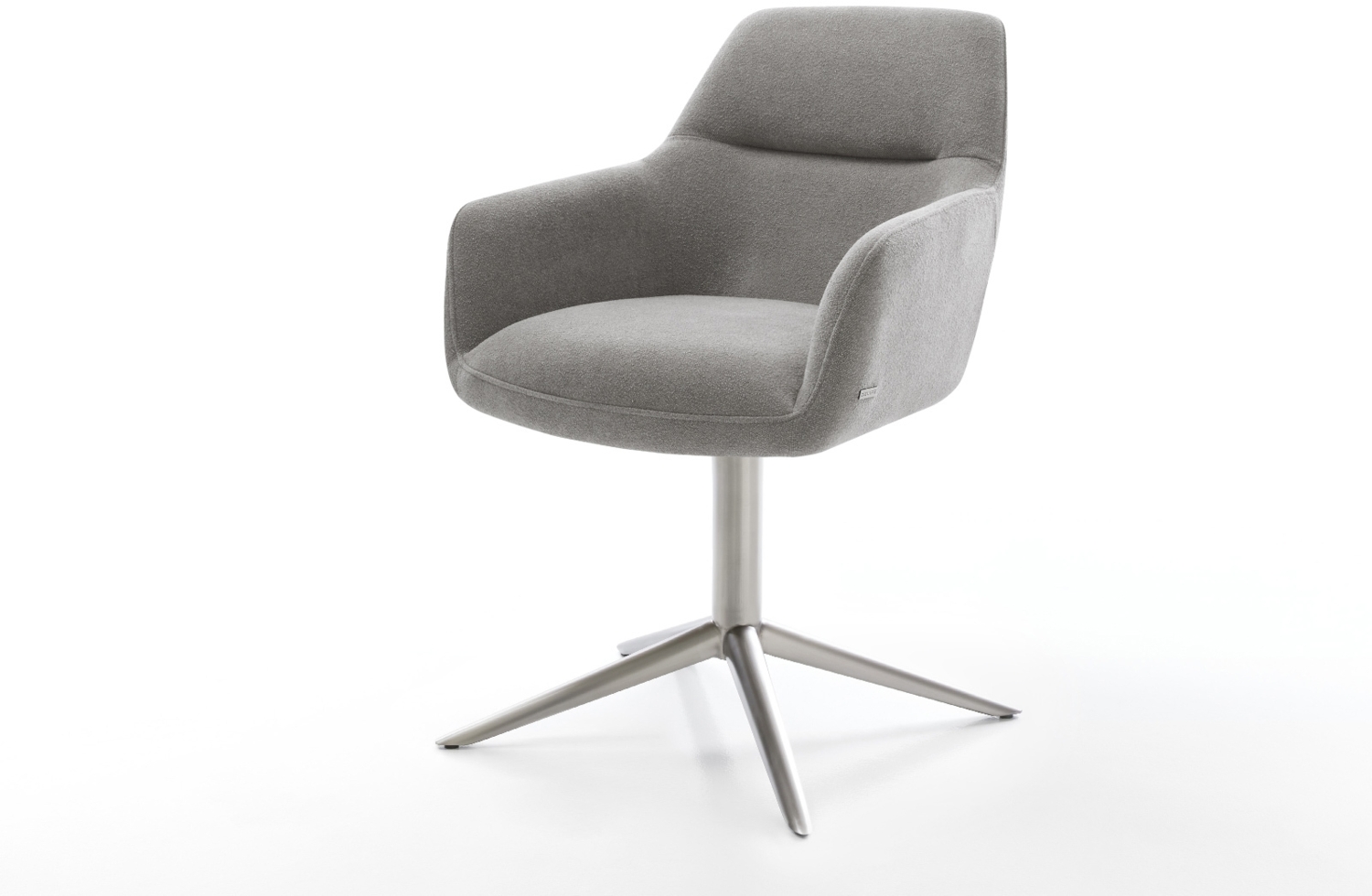 Drehstuhl Pejo-Flex Strukturstoff Soft Grau Fußkreuz Edelstahl 360° drehbar Wippfunktion Taschenfederkern Bild 1