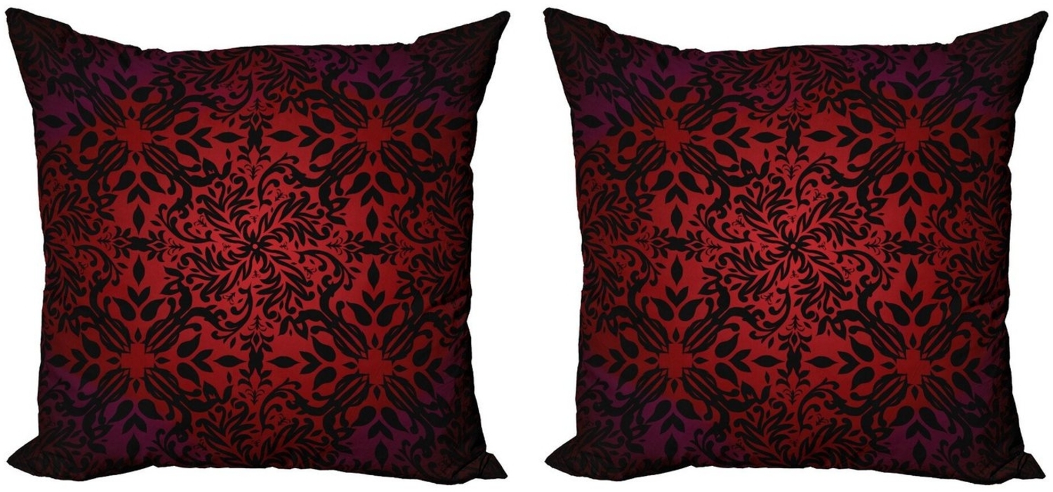 Abakuhaus Kissenbezüge Modern Accent Doppelseitiger Digitaldruck, (2 Stück), rot schwarz Orient Blumen Blätter Bild 1