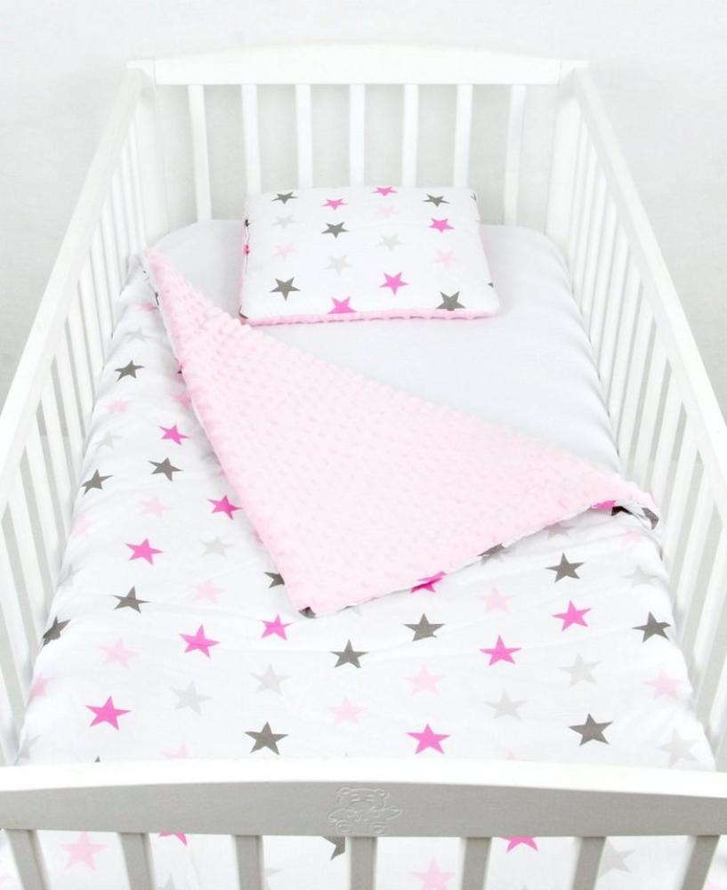 Babydecke BABYLUX Babydecke Krabbeldecke MINKY Kuscheldecke 75x100 cm+KISSEN, BabyLux, 21K. Rosa + Sterne Bild 1