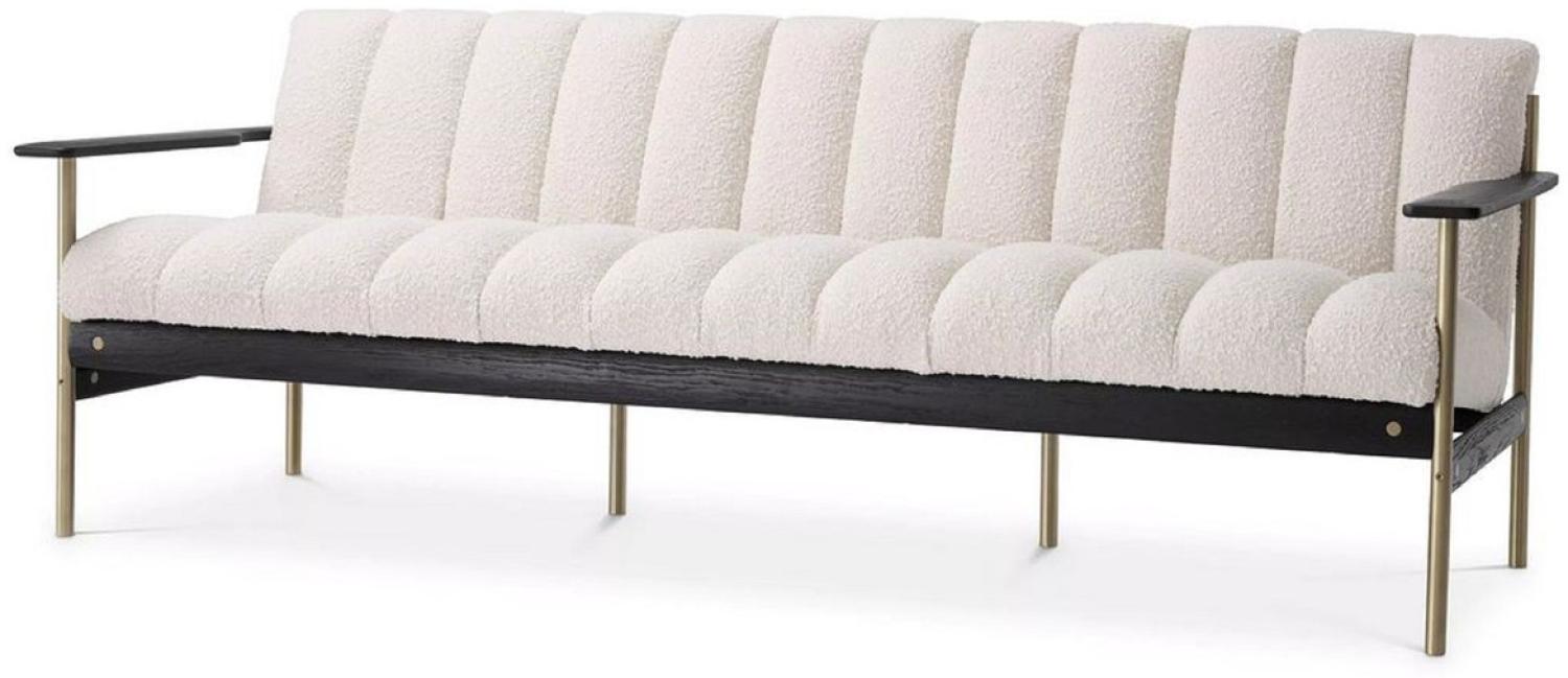 Casa Padrino Luxus Wohnzimmer Sofa Creme / Messing / Schwarz 200 x 78 x H. 73 cm - Modernes Wohnzimmer Sofa - Luxus Wohnzimmer & Hotel Möbel - Luxus Qualität Bild 1