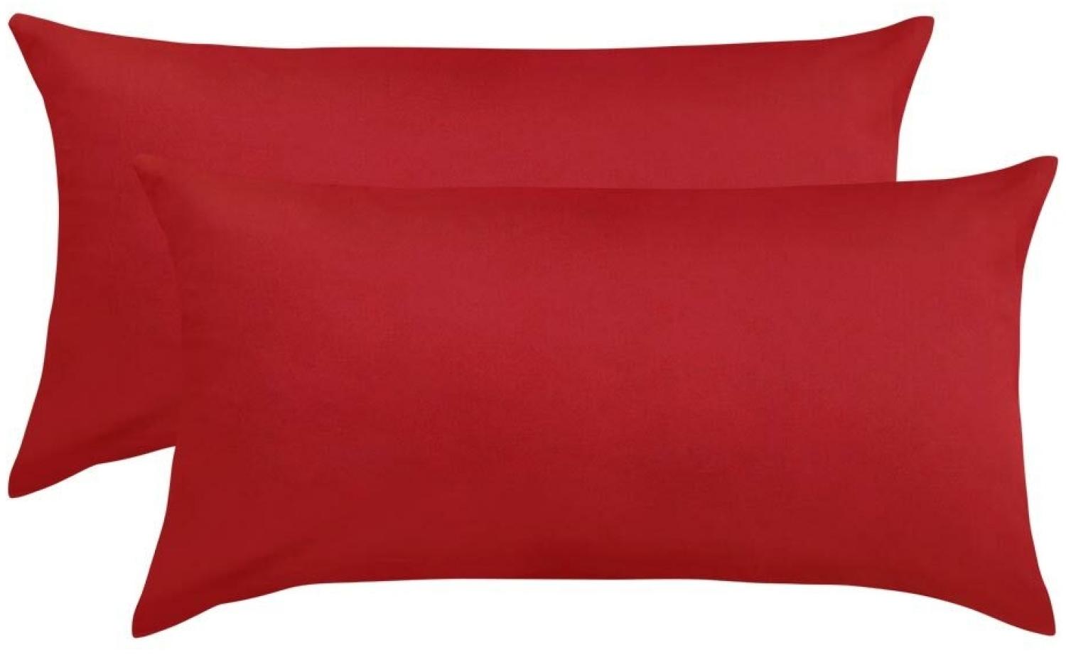 BettwarenShop Single Jersey Kissenbezug Ulm 2er Pack|40x80 cm| rot Bild 1