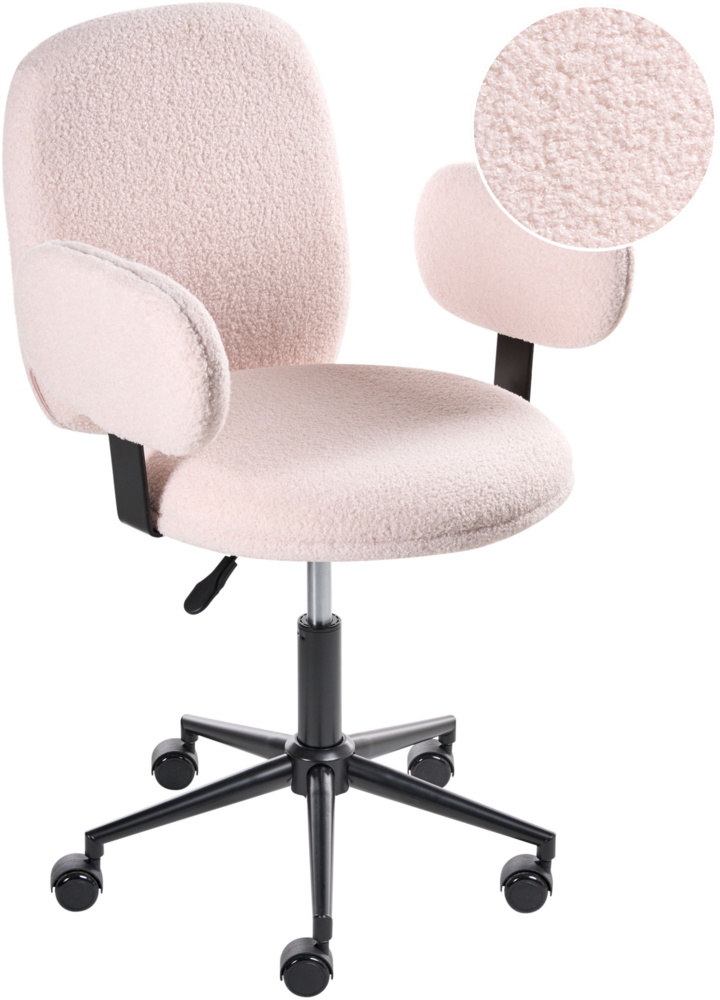 Schreibtischstuhl MORAGA Bouclé Pastellrosa Bild 1