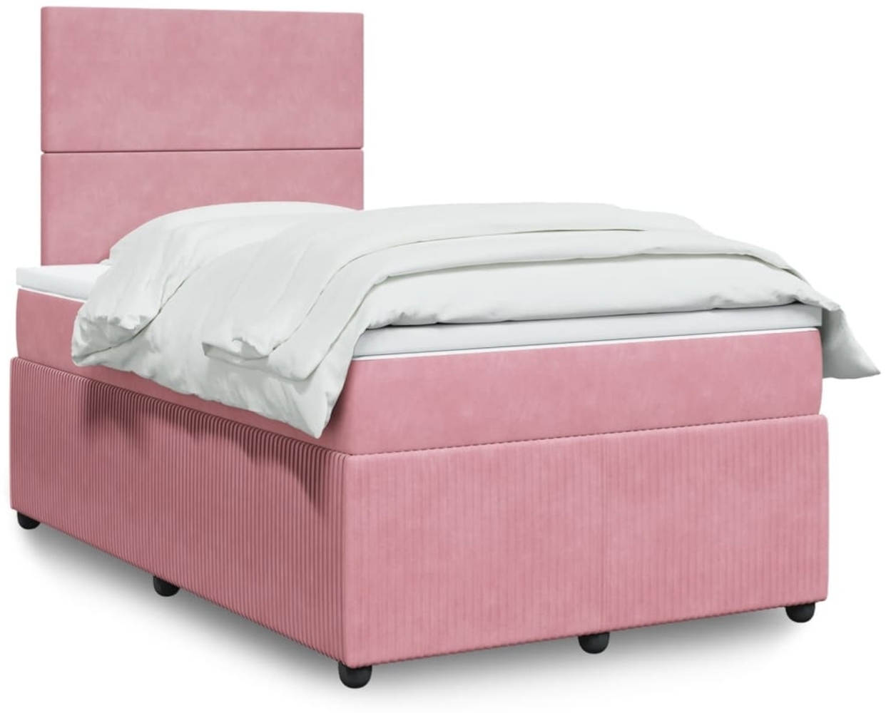 vidaXL Boxspringbett mit Matratze Rosa 120x190 cm Samt 3292285 Bild 1