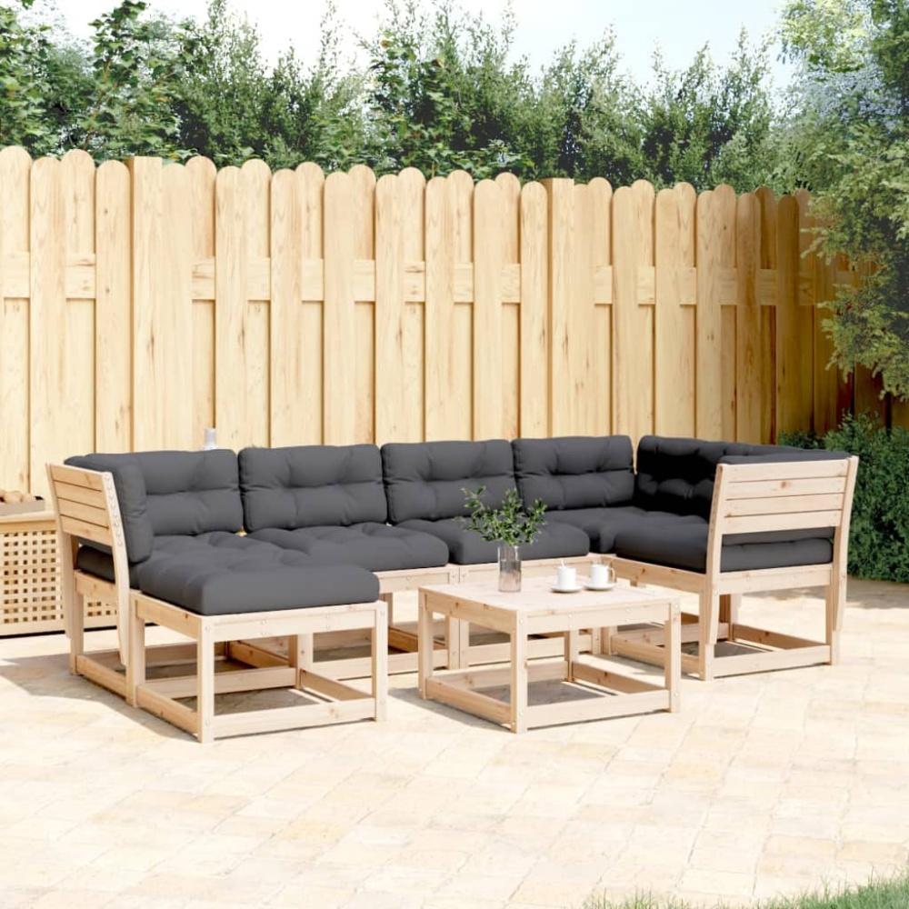 vidaXL 6-tlg. Garten-Sofagarnitur mit Kissen Massivholz Kiefer 3217035 Bild 1