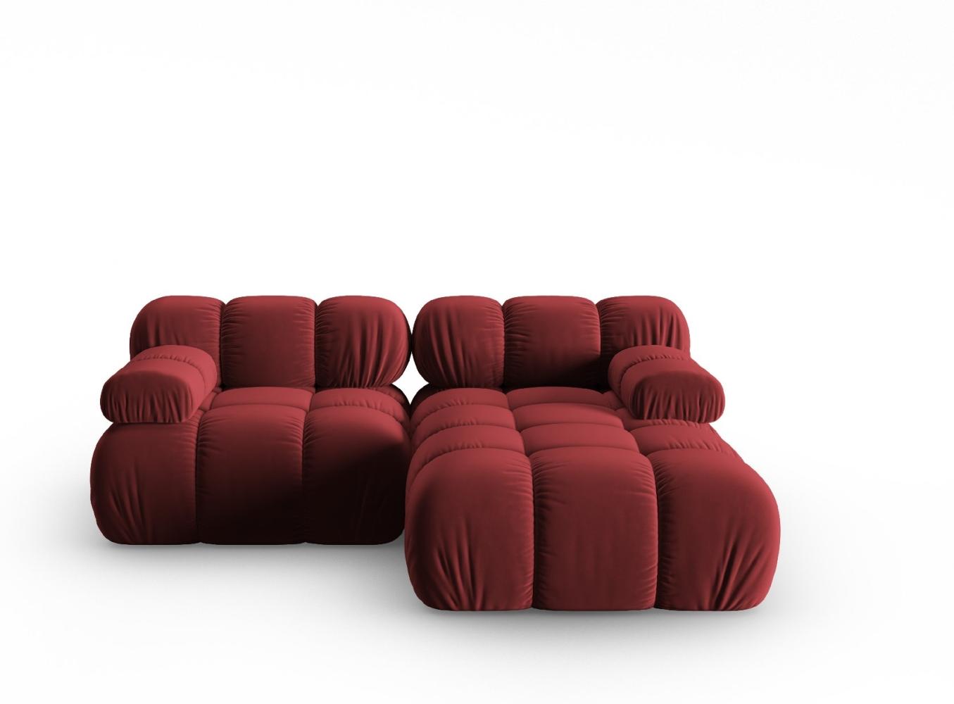 Micadoni Modulares Ecksofa Bellis 3-Sitzer Rechts Samtstoff Dunkelrot Bild 1