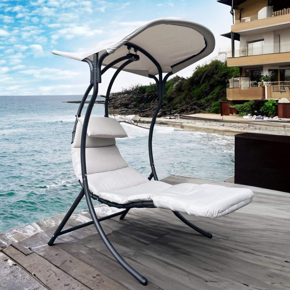 Leco Garten Schaukelliege mit Sonnendach "Dream Chair 2.0", lichtgrau, 110 x 183 x 200 cm (L x B x H) Bild 1