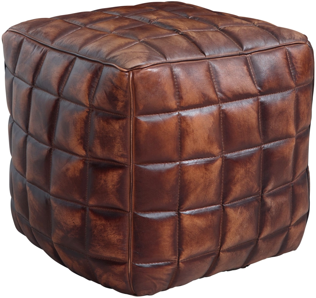 Wohnling 'Stan' Pouf, Ottomane, Sitzwürfel, Echtleder braun 39 x 41 x 39 cm Bild 1