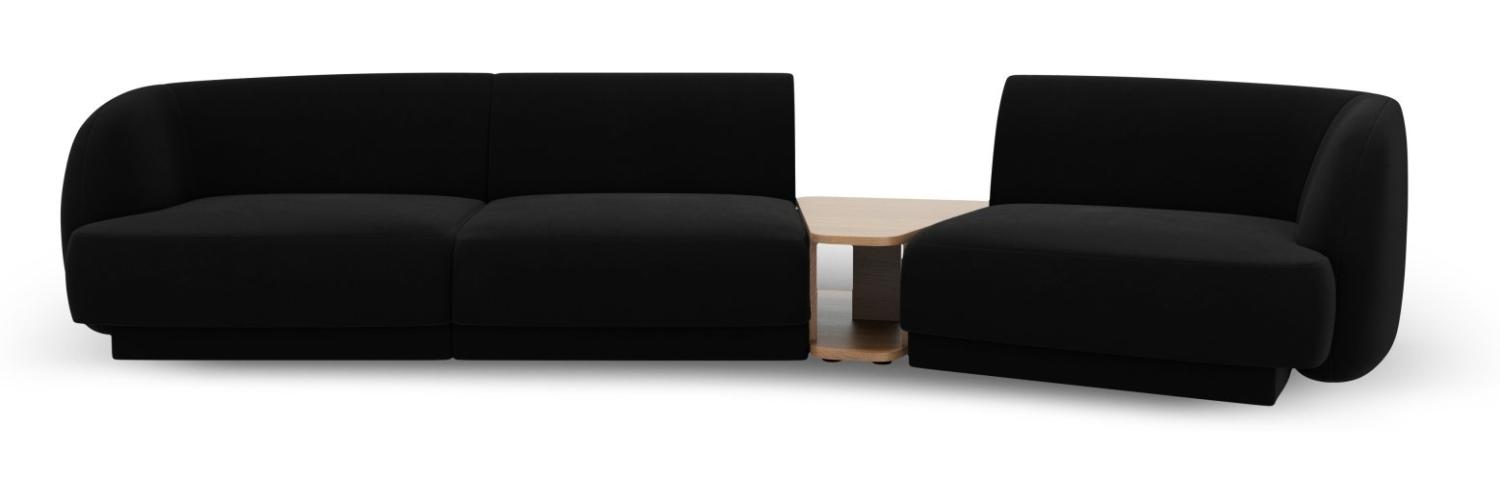 Micadoni Modulares Sofa Miley 3-Sitzer Rechts Samtstoff Schwarz Bild 1