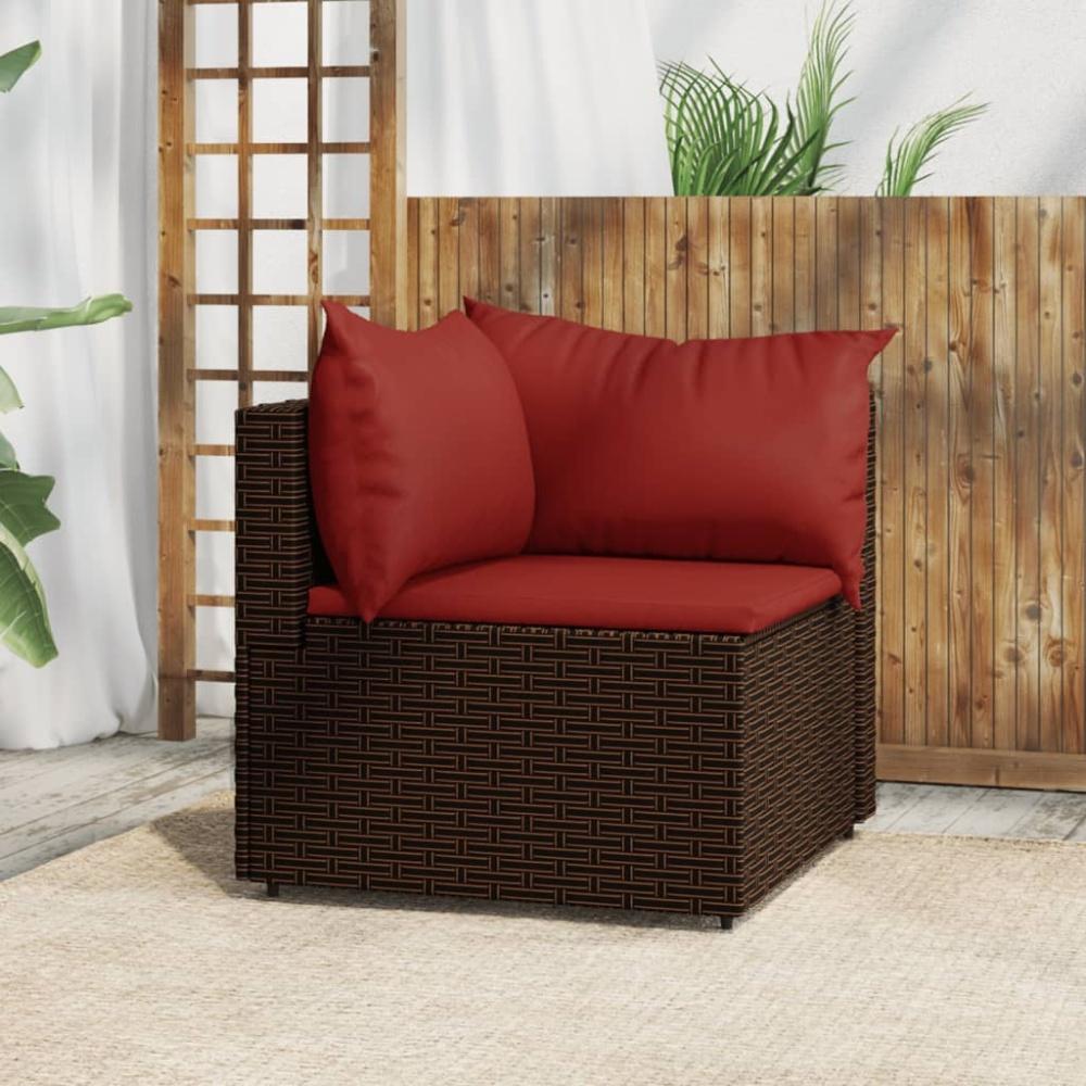 vidaXL Garten-Ecksofa mit Kissen Braun Poly Rattan 319809 Bild 1