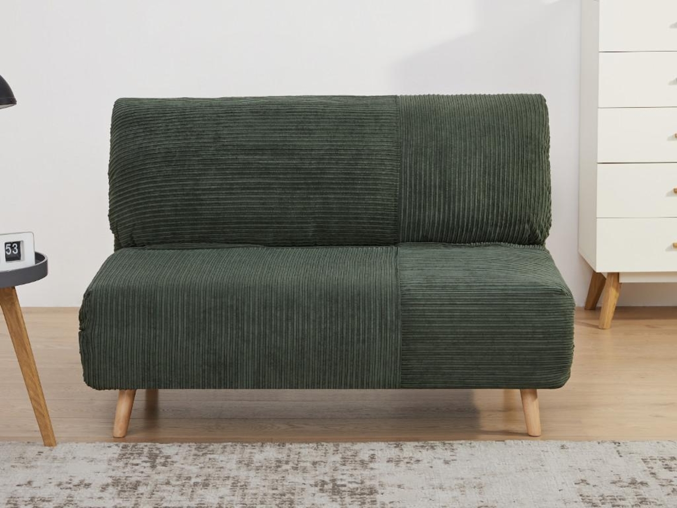 Vente-unique - Schlafsofa 2-Sitzer - Cord - Dunkelgrün - PALULA Bild 1