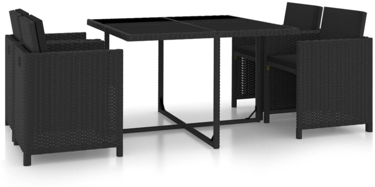 vidaXL 5-tlg. Garten-Essgruppe mit Auflagen Poly Rattan Schwarz 46384 Bild 1