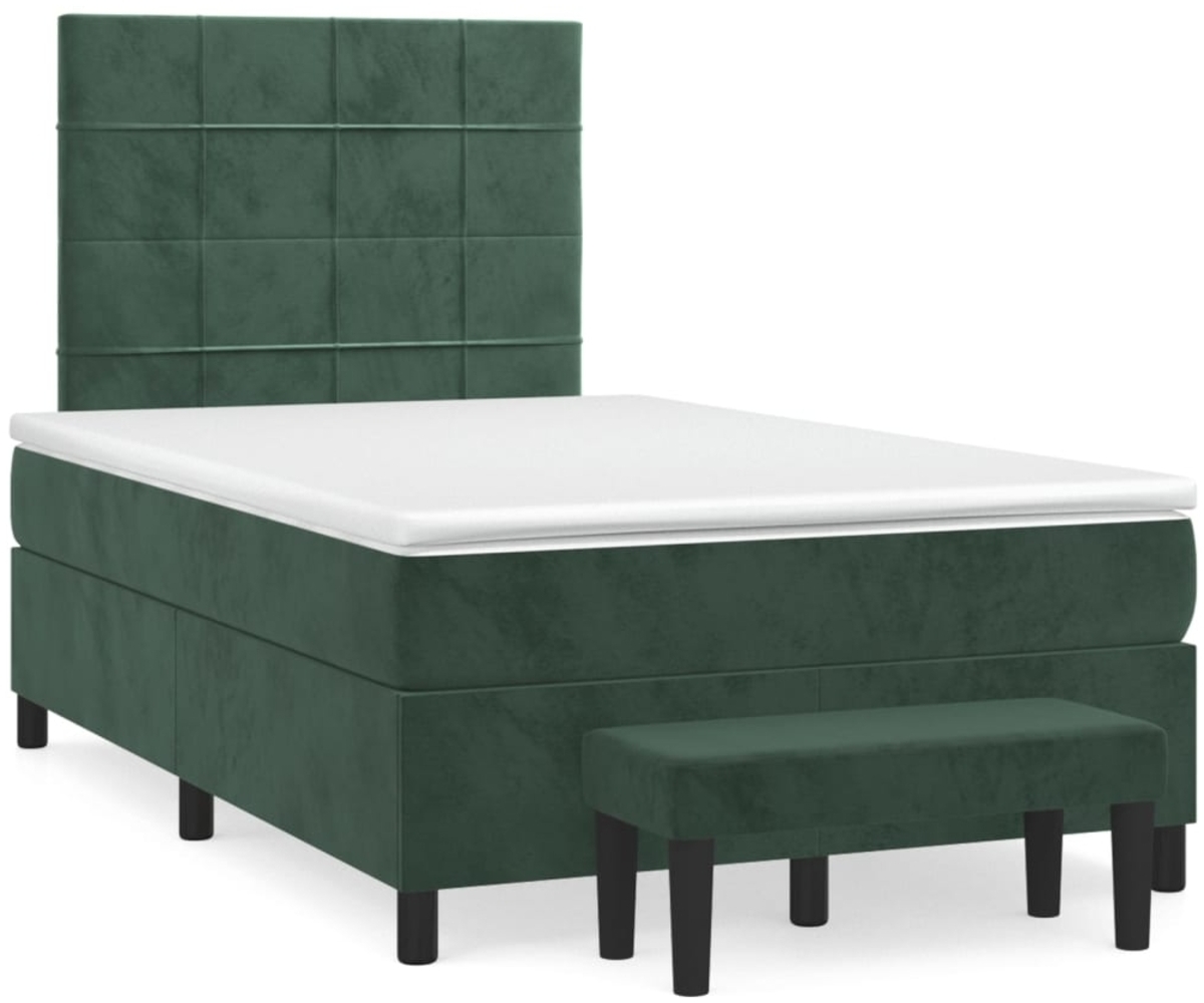 vidaXL Boxspringbett mit Matratze Dunkelgrün 120x200 cm Samt 3137836 Bild 1