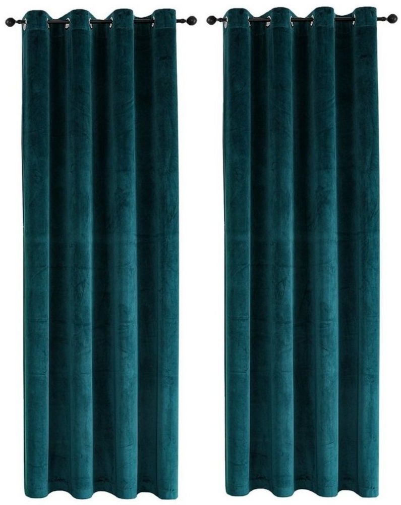 Haus und Deko Gardine Vorhang 2er Set Ösen Verdunkelung 140x245 cm Samt weich blickdicht, Ösen (2 St), Polyester Bild 1