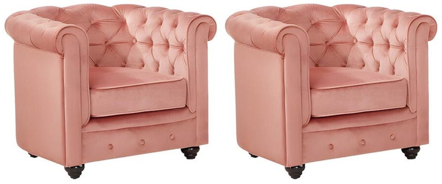 Vente-unique - Sessel 2er-Set - Samt - Rosa - CHESTERFIELD Bild 1