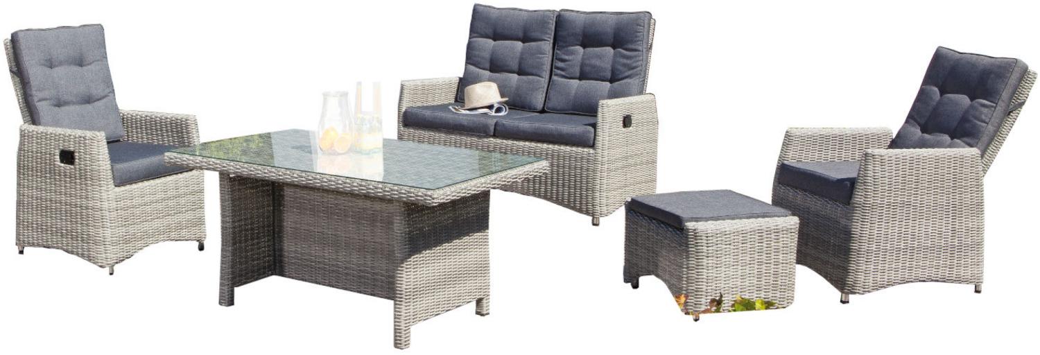 SunnySmart 5-teilige Loungegruppe Roseville Aluminium mit Kunststoffgeflecht grey-white Bild 1