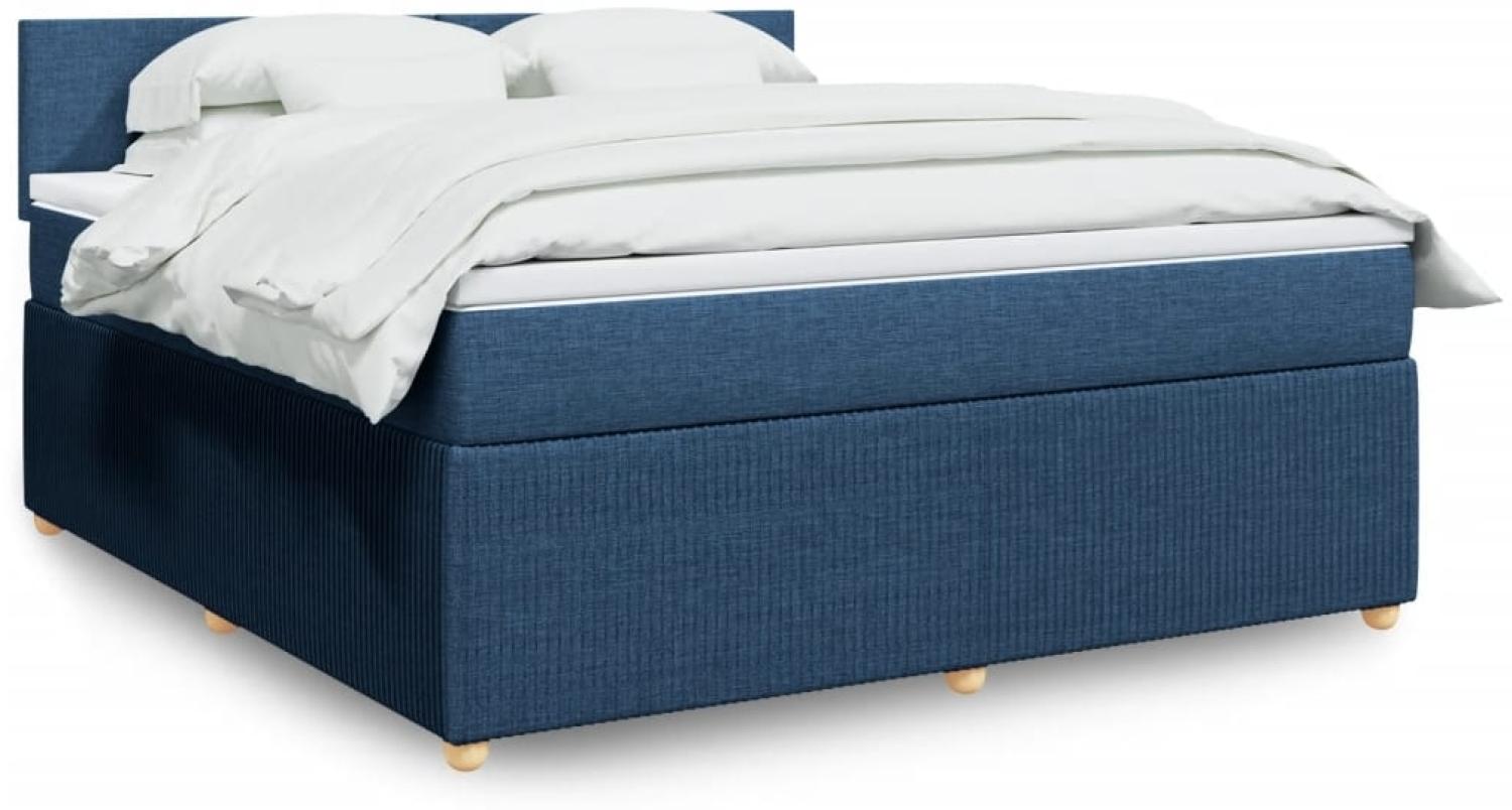 vidaXL Boxspringbett mit Matratze Blau 180x200 cm Stoff 3287534 Bild 1