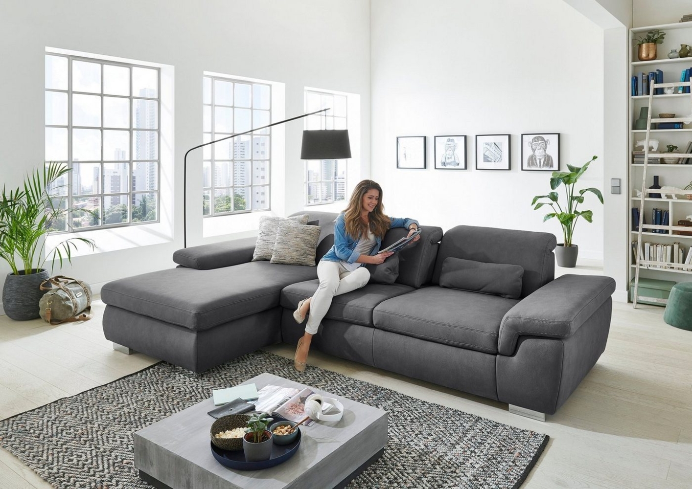 Die PlanBar Ecksofa MP-IN17041 L-Form, mit Sitztiefenverstellung, optional Kopfteilverstellung & Bettfunktion Bild 1