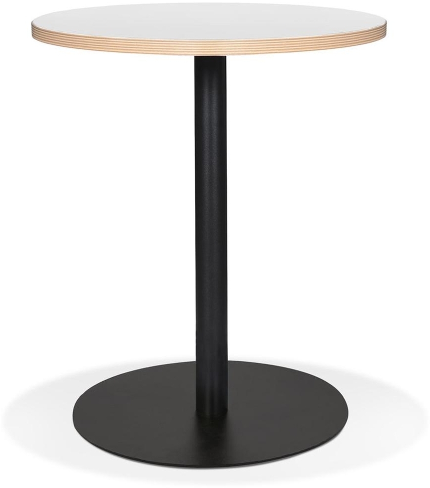 Kadima Design Runder Bistrotisch, Ø 60 cm, Melamin Holz & schwarzem Metallgestell, Weiß, für Café Bild 1