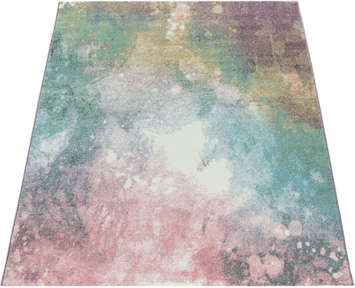 Paco Home Teppich Mero 100, rechteckig, Höhe: 16 mm, Kurzflor, modernes Design, Pastell-Farben, Used-Optik Bild 1